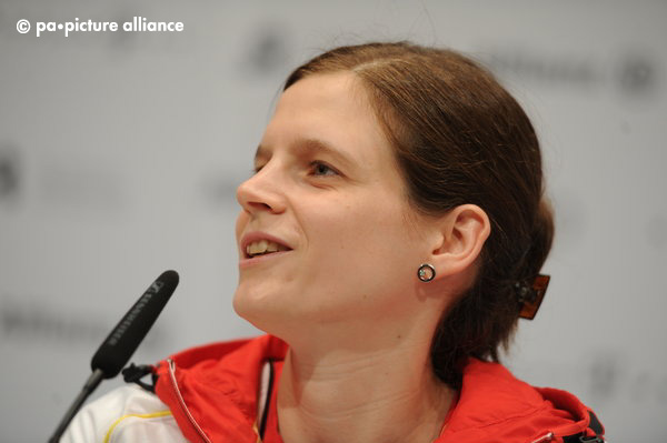 Daniela Schulte w&auml;hrend der Pressekonferenz am 30.08.2012 im Deutschen Haus