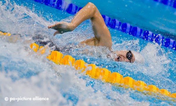 Daniela Schulte of Germany competes during the Women's 50m Freestyle - S11 Swimming Final for the London 2012 Paralympic Games Swimming competition at the Aquatics Centre, Great Britain, 1 September 2012. Photo: Daniel Karmann dpa